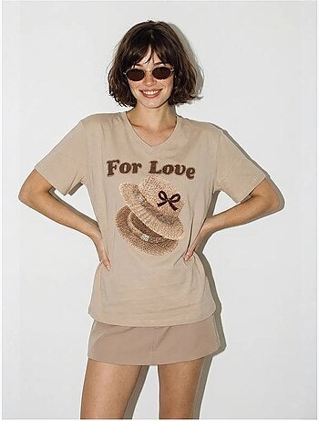 T-shirt oversize imprimé à col v lucci