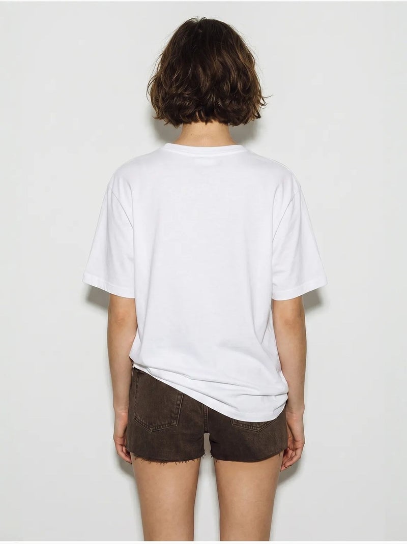 T-shirt oversize imprimé à col v lucci Blanc - Kiabi