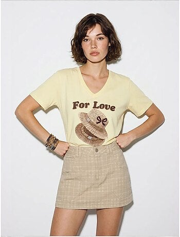 T-shirt oversize imprimé à col v lucci