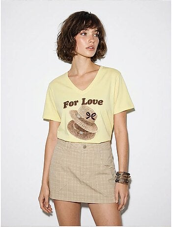 T-shirt oversize imprimé à col v lucci