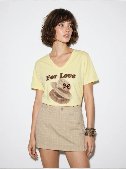 T-shirt oversize imprimé à col v lucci - Kiabi T-shirt oversize imprimé à col v lucci - Kiabi
