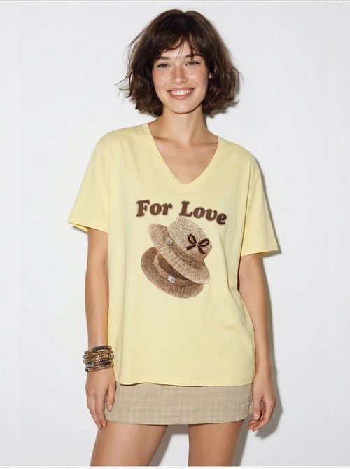T-shirt oversize imprimé à col v lucci - Kiabi T-shirt oversize imprimé à col v lucci - Kiabi