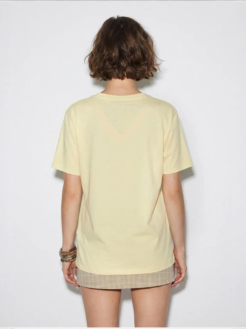 T-shirt oversize imprimé à col v lucci Jaune citron - Kiabi