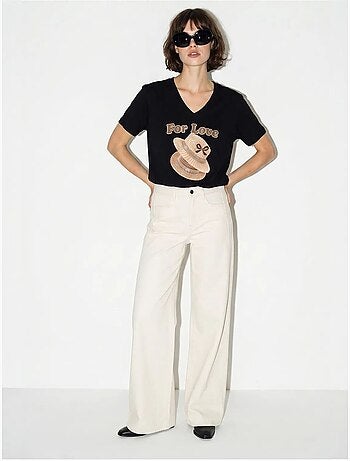 T-shirt oversize imprimé à col v lucci