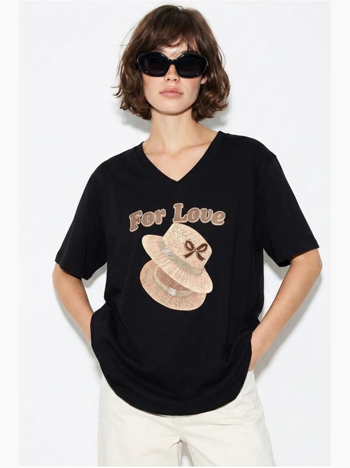 T-shirt oversize imprimé à col v lucci - Kiabi T-shirt oversize imprimé à col v lucci - Kiabi