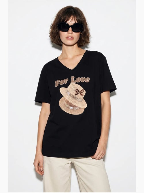 T-shirt oversize imprimé à col v lucci - Kiabi T-shirt oversize imprimé à col v lucci - Kiabi