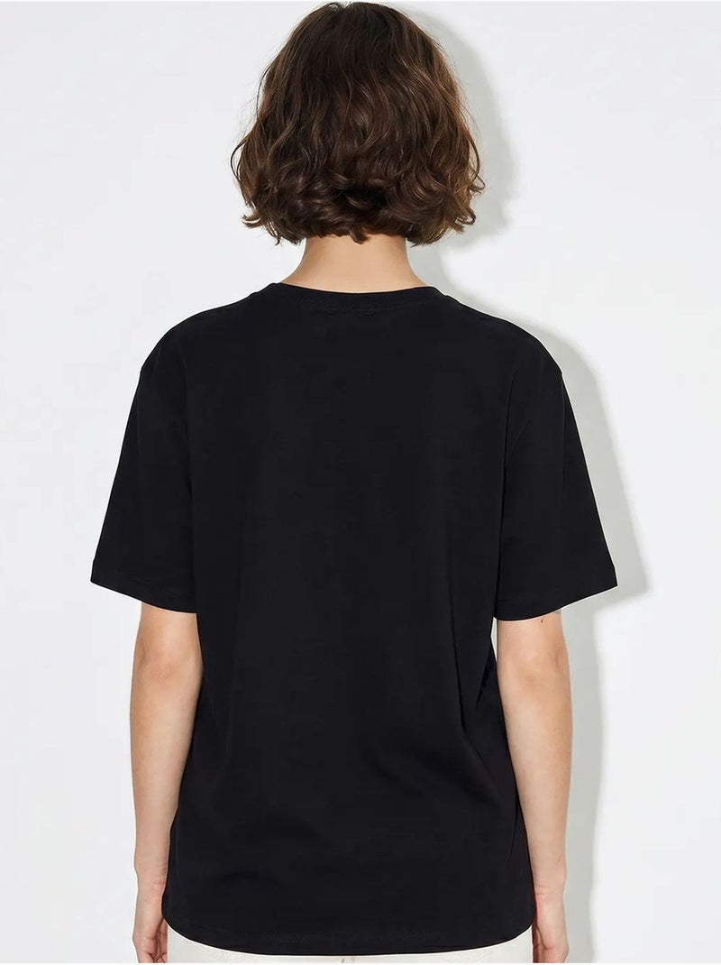 T-shirt oversize imprimé à col v lucci Noir - Kiabi