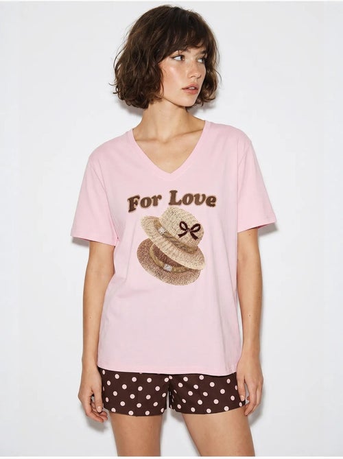 T-shirt oversize imprimé à col v lucci - Kiabi T-shirt oversize imprimé à col v lucci - Kiabi