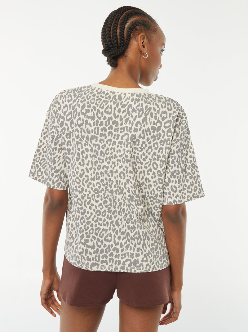 T-shirt oversize imprimé léopard Gris - Kiabi