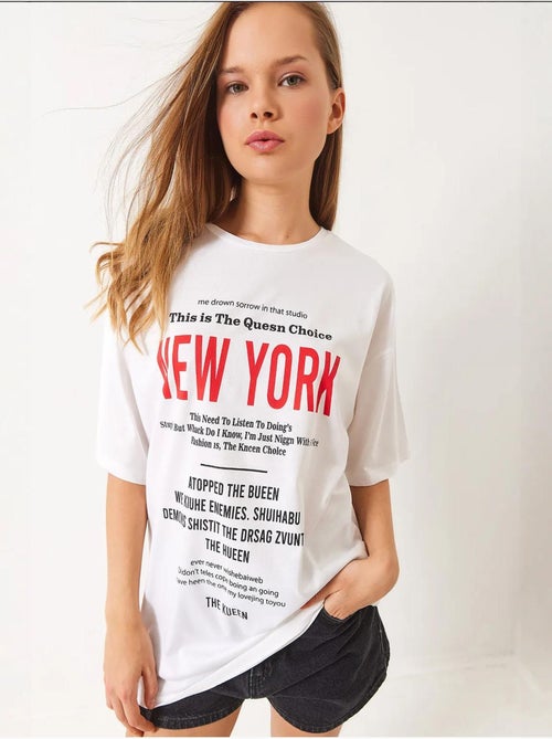 T-shirt oversize imprimé new york de bianco lucci - Kiabi