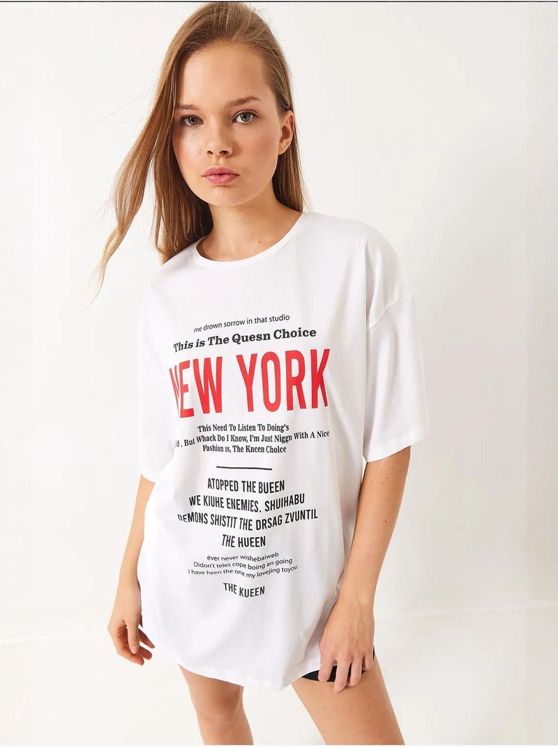T-shirt oversize imprimé new york de bianco lucci Blanc - Kiabi