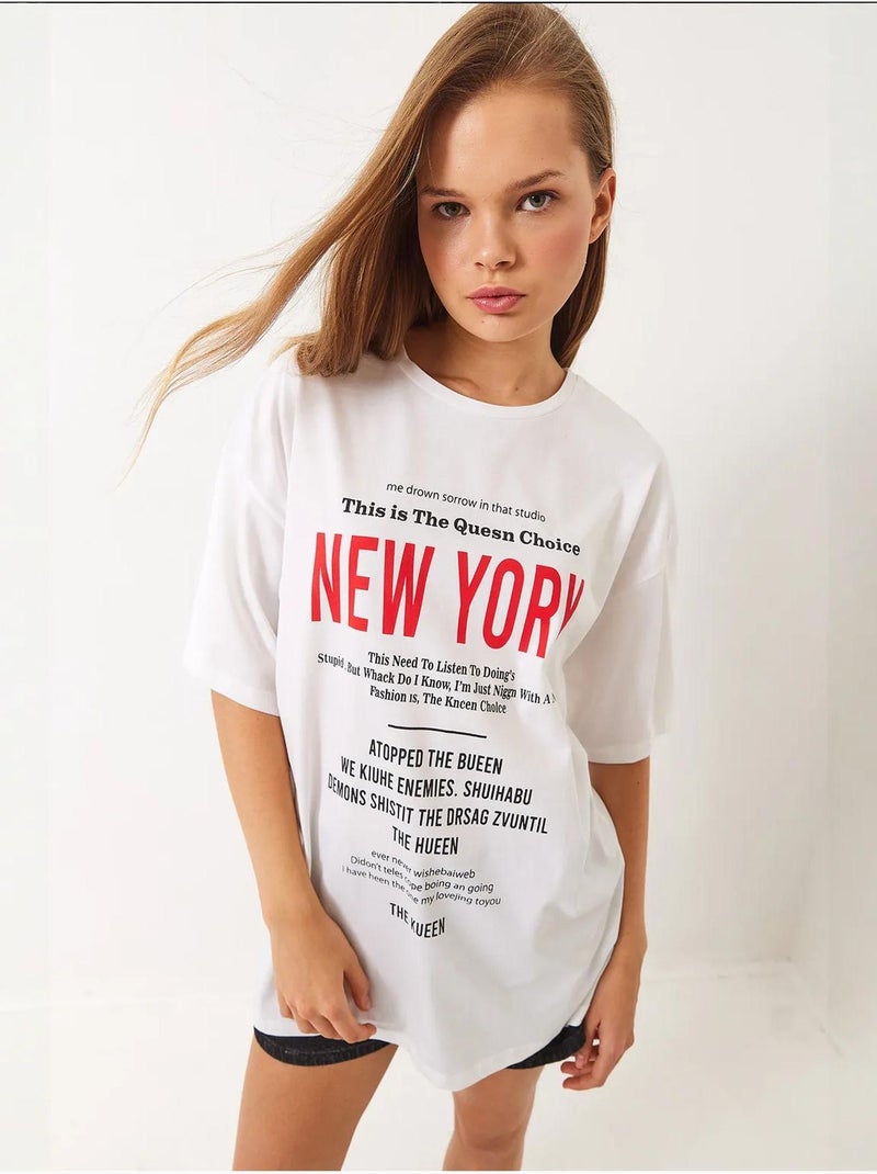 T-shirt oversize imprimé new york de bianco lucci Blanc - Kiabi