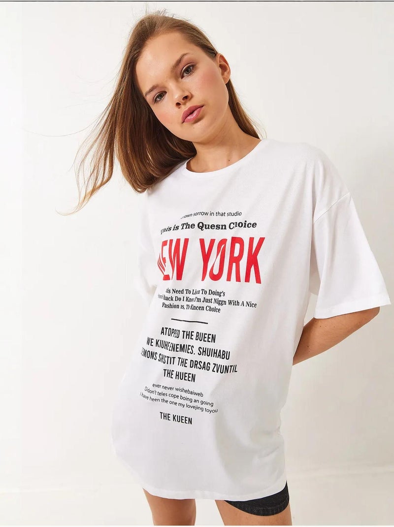 T-shirt oversize imprimé new york de bianco lucci Blanc - Kiabi