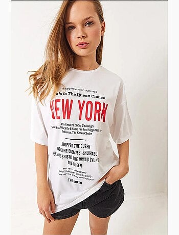 T-shirt oversize imprimé new york lucci