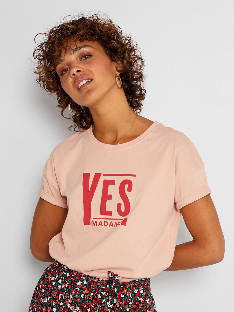 T-shirt oversize imprimé rose - Kiabi