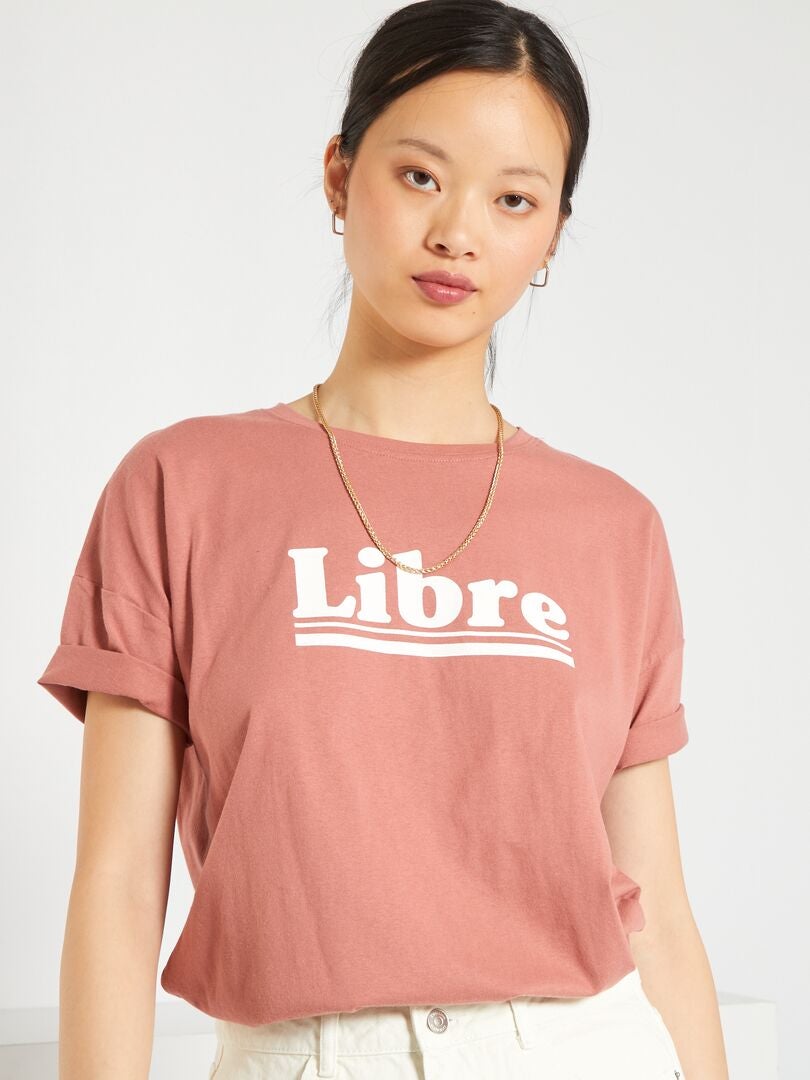 T-shirt oversize imprimé Vieux rose - Kiabi