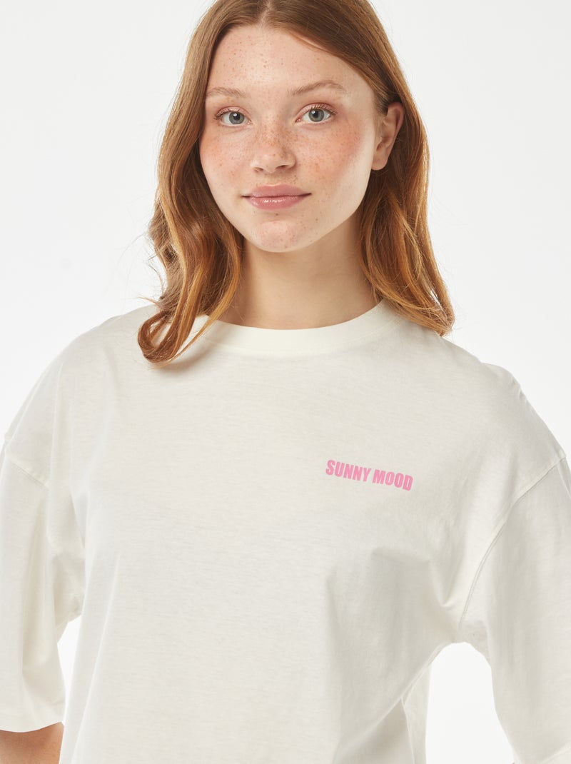 T-shirt oversize manches courtes imprimé 'coquillages' Blanc - Kiabi