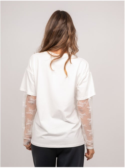 T-shirt oversize manches dentelle falea - Kiabi