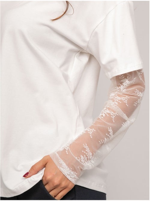 T-shirt oversize manches dentelle falea - Kiabi