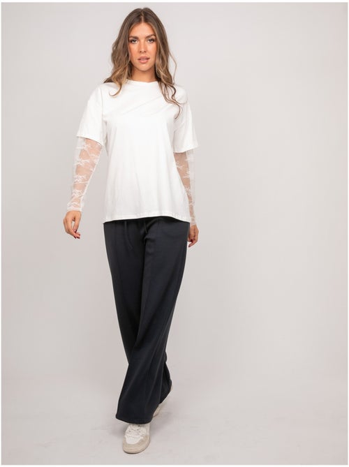 T-shirt oversize manches dentelle falea - Kiabi