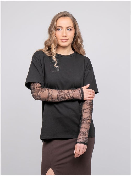 T-shirt oversize manches dentelle falea - Kiabi T-shirt oversize manches dentelle falea - Kiabi