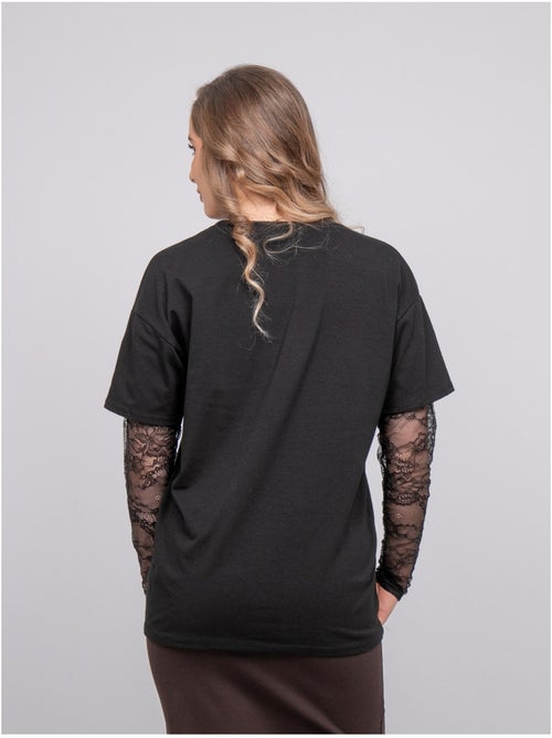 T-shirt oversize manches dentelle falea - Kiabi T-shirt oversize manches dentelle falea - Kiabi