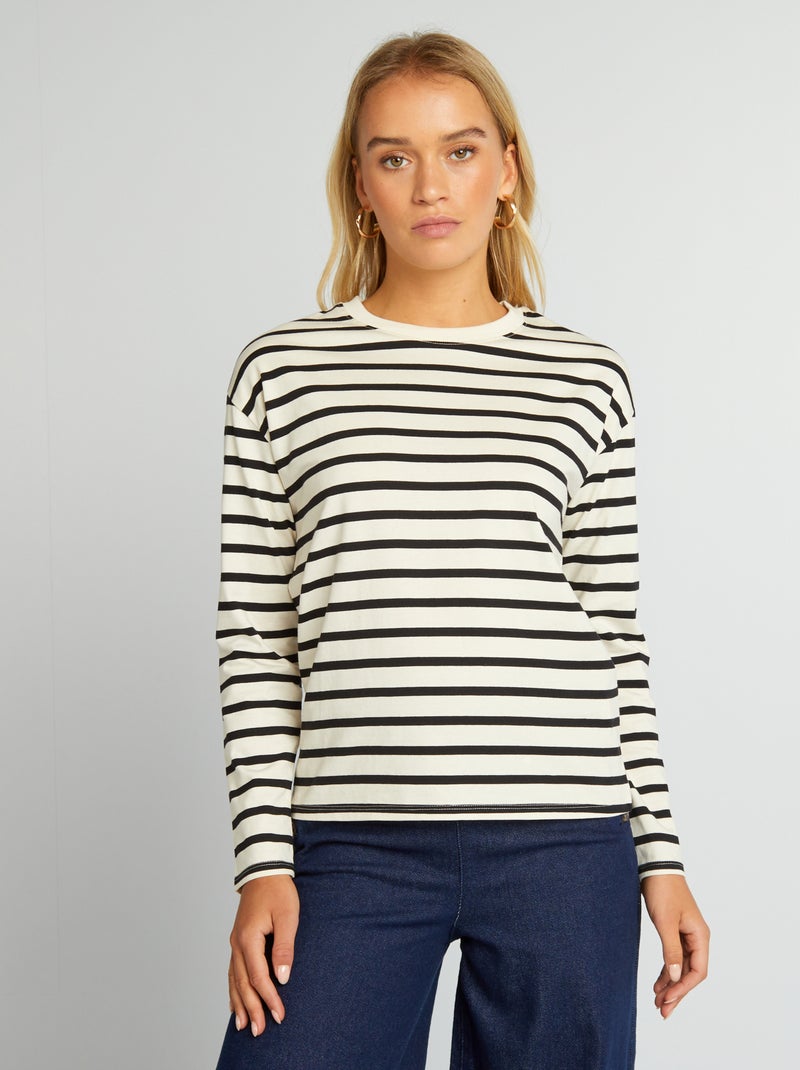 T-shirt oversize manches longues Blanc - Kiabi