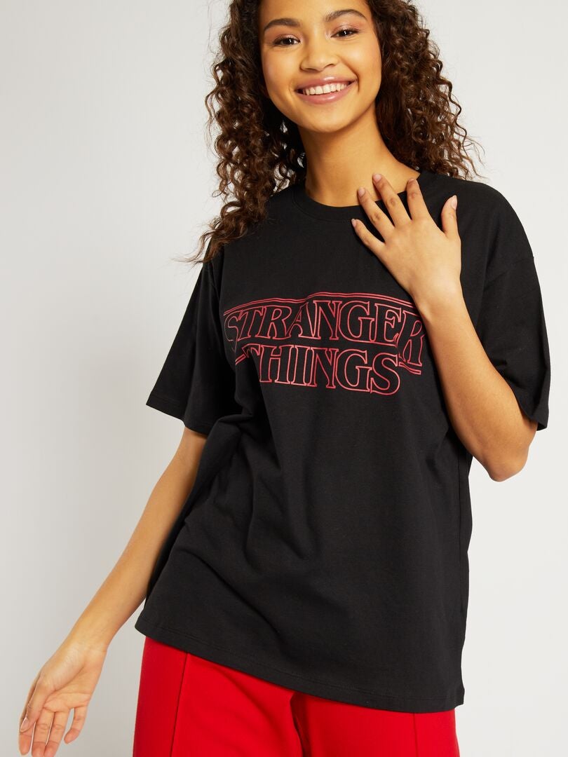T-shirt oversize 'Stranger Things' noir - Kiabi