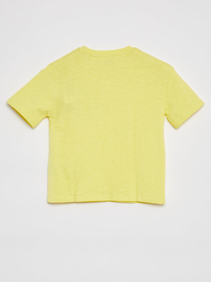 T-shirt oversize uni avec poche Jaune - Kiabi