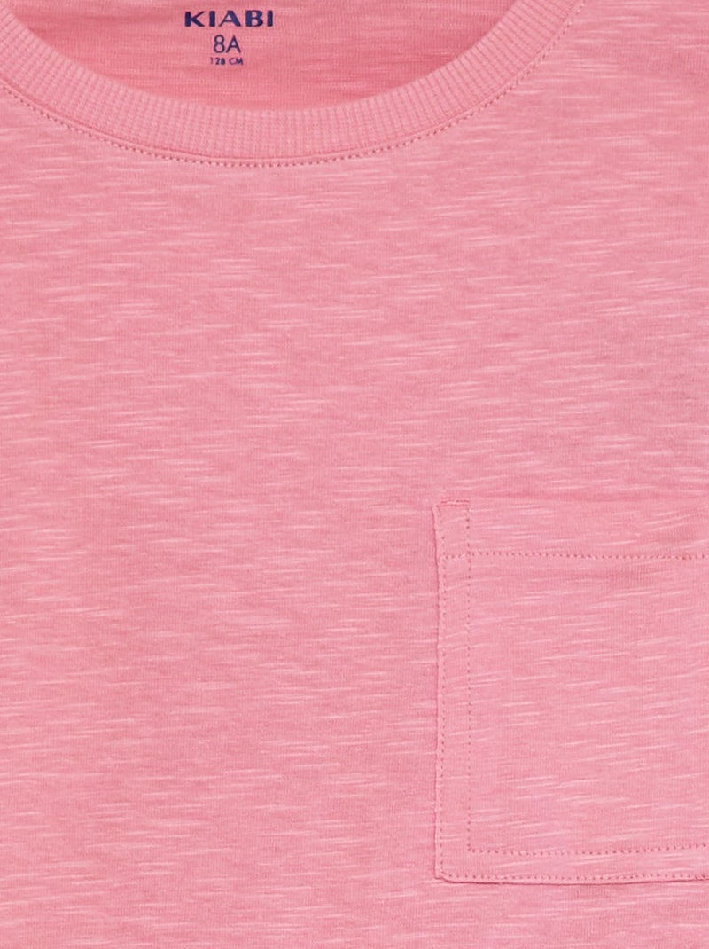T-shirt oversize uni avec poche Rose - Kiabi