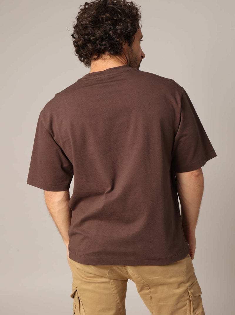 T-shirt oversize uni en 100% coton 'Deeluxe' Marron foncé - Kiabi