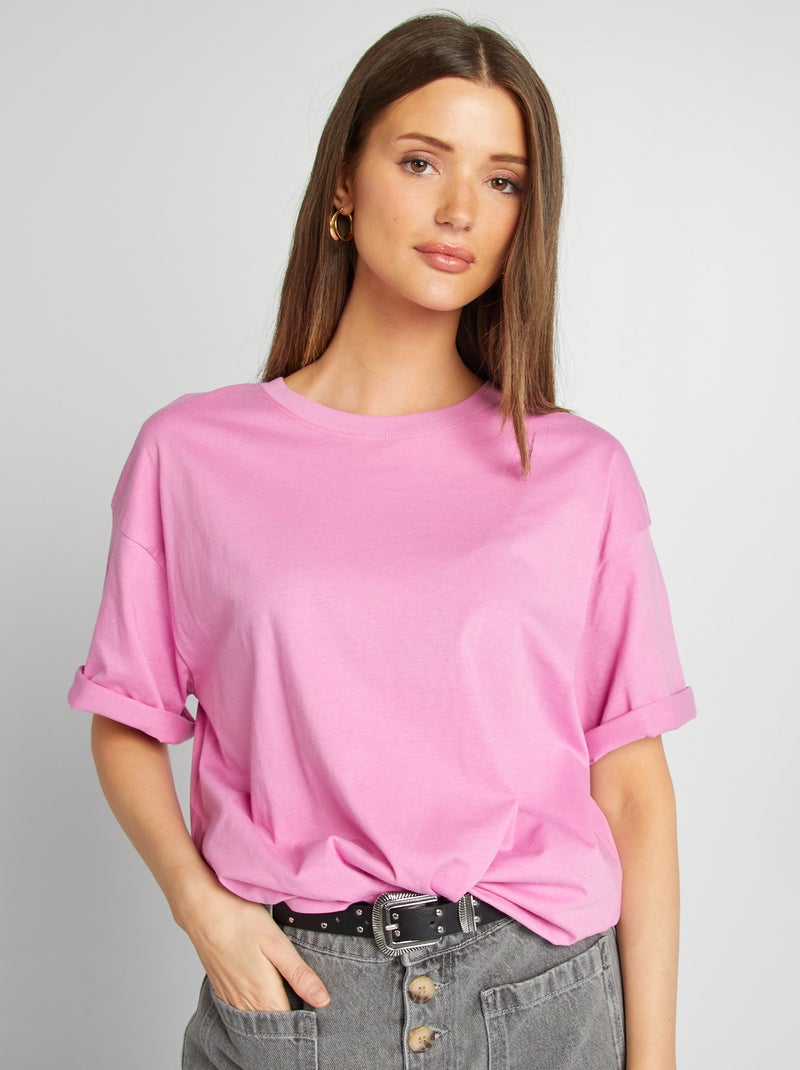 T-shirt oversize uni manches courtes ROSE - Kiabi