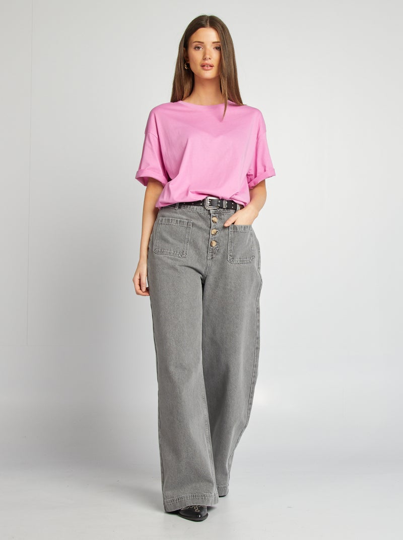 T-shirt oversize uni manches courtes ROSE - Kiabi