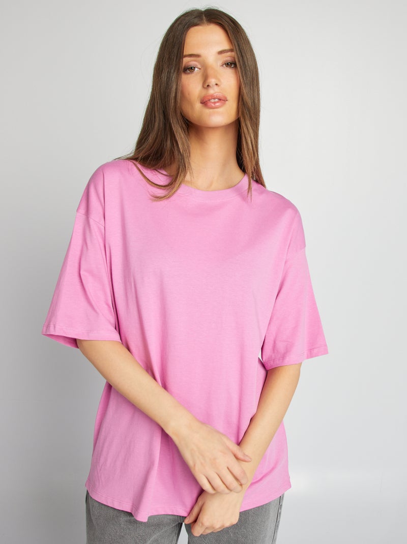 T-shirt oversize uni manches courtes ROSE - Kiabi