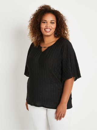 T-shirt pailleté manches courtes larges
