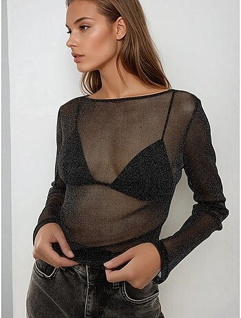 T-shirt pailleté transparent manches longues hiccup
