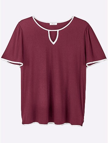T-shirt Passepoil Satiné - Taille Standard - Sheego