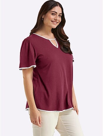 T-shirt Passepoil Satiné - Taille Standard - Sheego