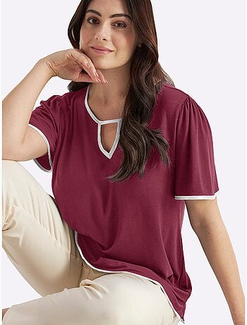 T-shirt Passepoil Satiné - Taille Standard - Sheego
