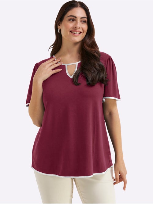 T-shirt Passepoil Satiné - Taille Standard - Sheego - Kiabi