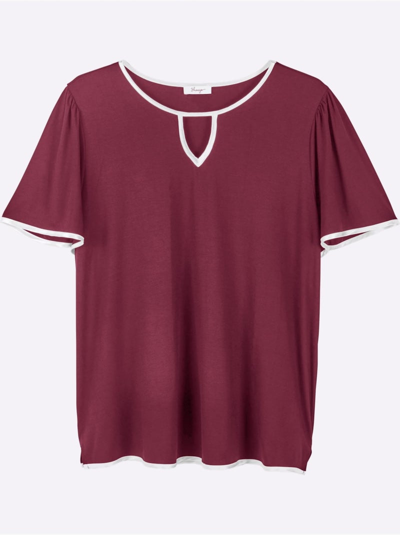 T-shirt Passepoil Satiné - Taille Standard - Sheego Bordeaux - Kiabi