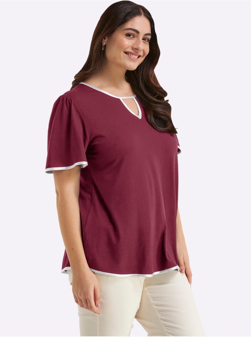 T-shirt Passepoil Satiné - Taille Standard - Sheego - Kiabi