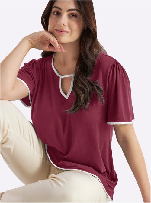 T-shirt Passepoil Satiné - Taille Standard - Sheego - Kiabi