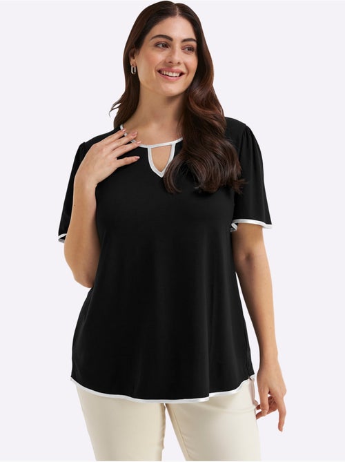 T-shirt Passepoil Satiné - Taille Standard - Sheego - Kiabi