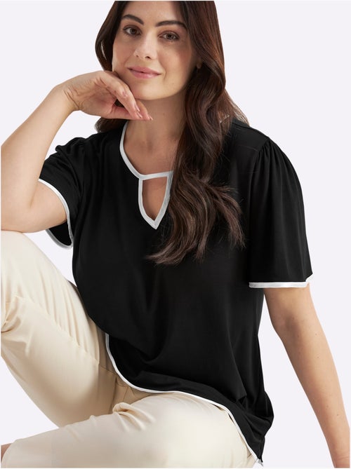 T-shirt Passepoil Satiné - Taille Standard - Sheego - Kiabi