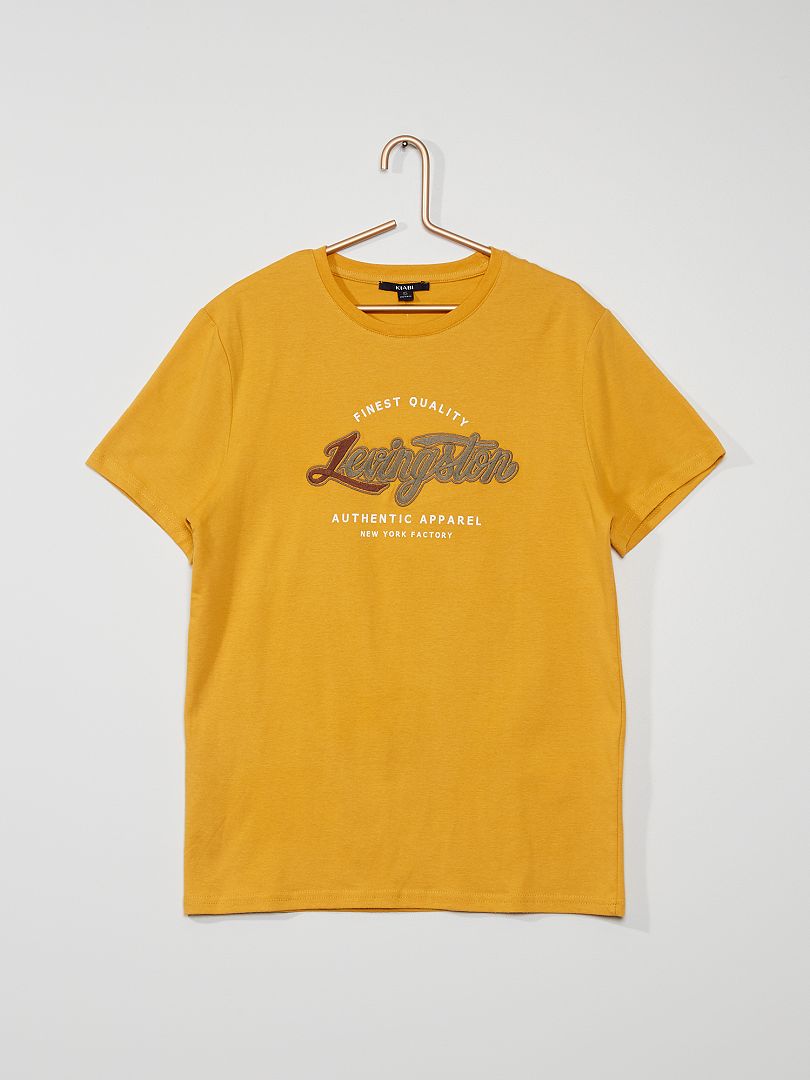 T-shirt patch maille bouclette jaune - Kiabi