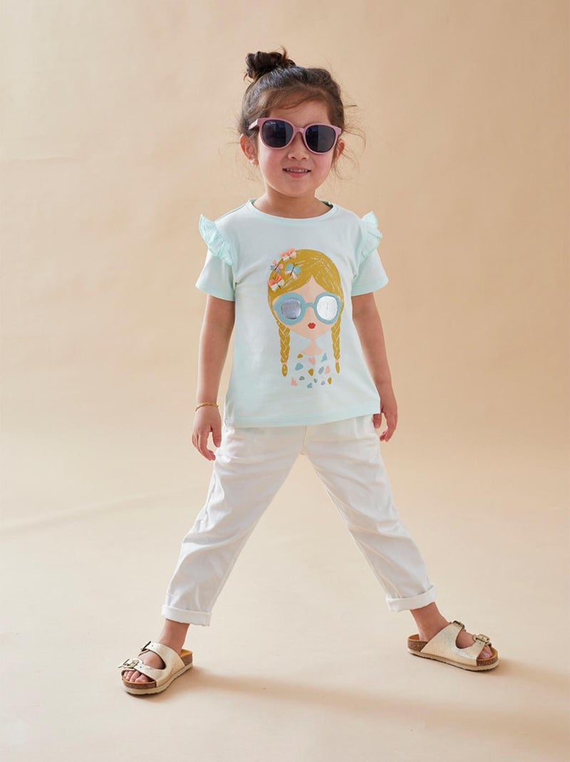 T-shirt petite fille à courtes manches, Noukie's Bleu - Kiabi