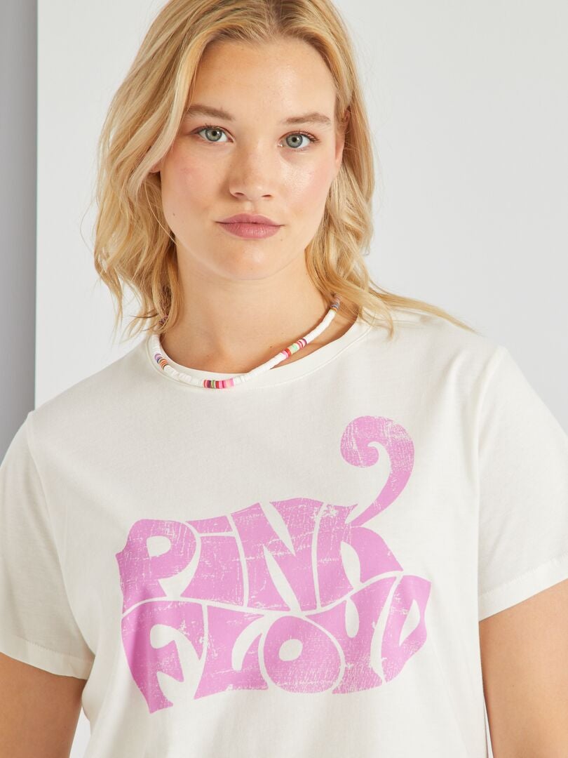 T-shirt 'Pink Floyd' à col rond Blanc - Kiabi