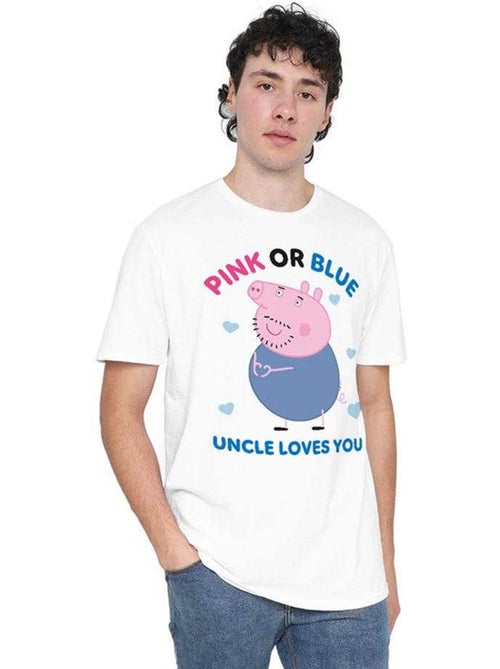 T-shirt pink or blue uncle pig loves you - peppa pig (oncle pig) - Kiabi