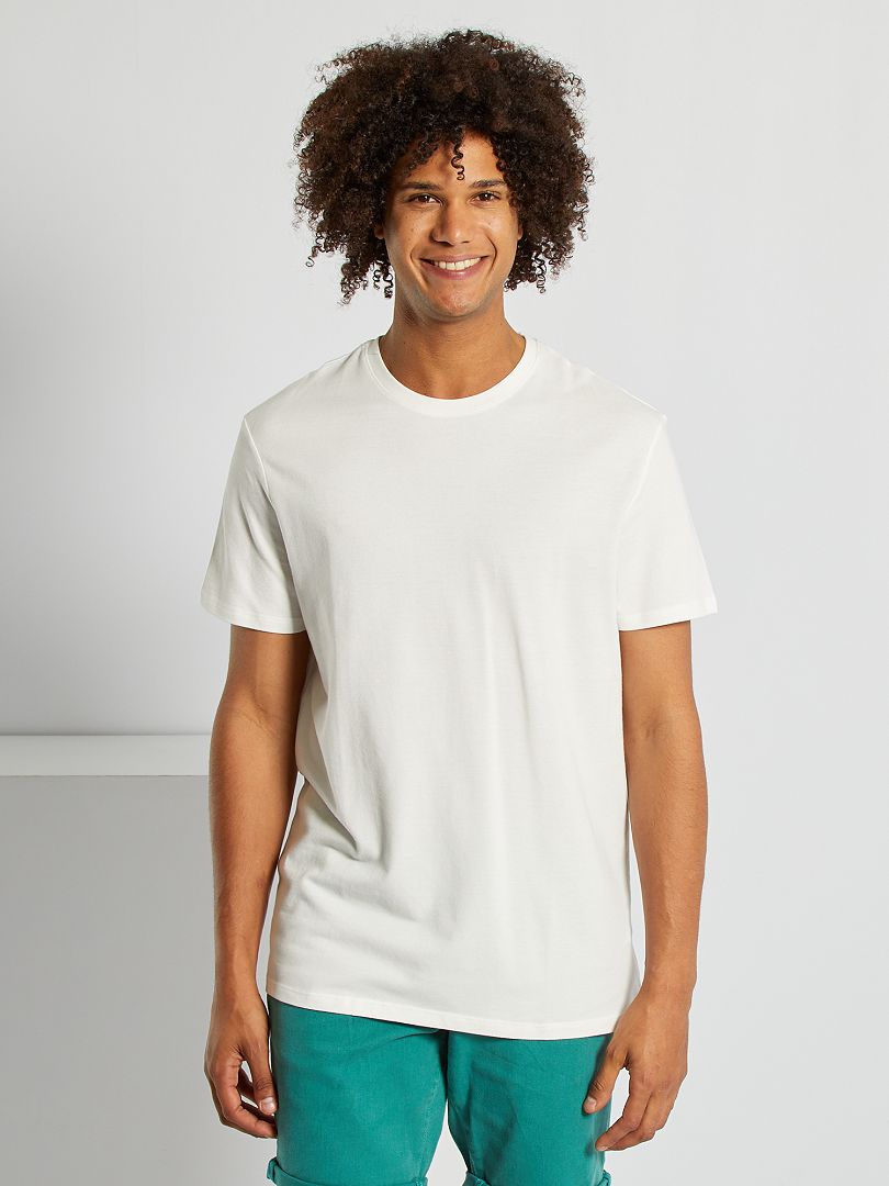 T-shirt piqué de coton blanc - Kiabi